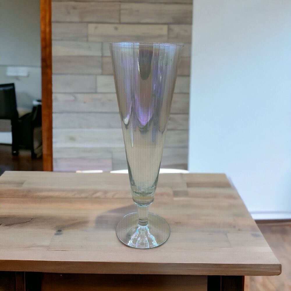 Iridescent Beer‎ Glasses Vintage 9 1/8". *Pre-owned*
